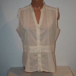 SONOMA Sleeveless Blouse Large Cream Tank Top Chest: 43" Button Up Womens